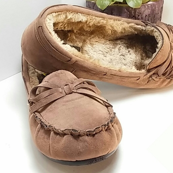 🆕 Camel Soft Faux Fur Lined Moccasin Slippers 🆕 - Picture 6 of 8